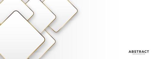 geometric abstract background with white shape and golden outline. Vector banner design
