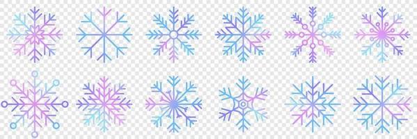 conjunto de copos de nieve de acuarela de vector. colección de copos de nieve artísticos con textura de acuarela. conjunto de copos de nieve. ilustración vectorial vector