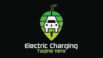 Electric Charging Leaf Modern High Tech Logo Design Template vector