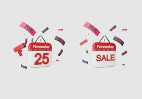 Calendar icon set black friday event for promotion banner adds and ETC vector