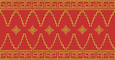 traditional ethnic songket pattern red gold vector
