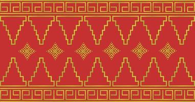 traditional ethnic songket pattern red gold vector