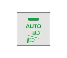 Botón de fijación de luz alta y luz baja para automóvil. Ajustes de faros de coche. ilustración de tablero de dibujo de coche moderno. icono de línea editable. vector