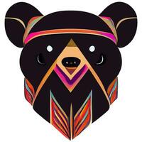 illustration vector of cute bear head isolated on white with tribal style good for logo or customize your design