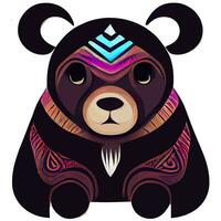 vector de ilustración de oso lindo aislado en blanco con estilo tribal bueno para logotipo o personalizar su diseño