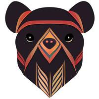 illustration vector of cute bear head isolated on white with tribal style good for logo or customize your design