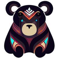 vector de ilustración de oso lindo aislado en blanco con estilo tribal bueno para logotipo o personalizar su diseño