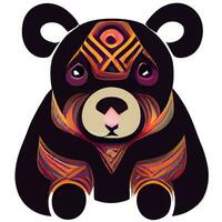 illustration vector of cute bear isolated on white with tribal style good for logo or customize your design