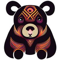 vector de ilustración de oso lindo aislado en blanco con estilo tribal bueno para logotipo o personalizar su diseño