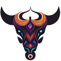 illustration vector of colorful bull in tribal style isolated on white good for logo or customize your design