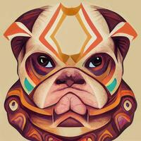 illustration vector of bulldog in tribal hand draw style, image for printing on kid shirt