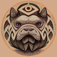 illustration vector of bulldog in tribal hand draw style, image for print on shirt