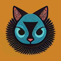 vector de ilustración de lindo gato en estilo de dibujo a mano, imagen para imprimir en camisa