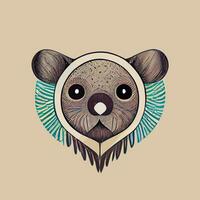 ilustración vectorial de panda en estilo tribal dibujado a mano perfecto para camisetas, afiches o editar y personalizar su diseño, tarjeta, pancarta vector