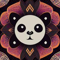 ilustración gráfica vectorial de panda en mano dibujar estilo mandala tribal perfecto para camiseta, afiche o editar y personalizar su diseño, tarjeta, pancarta vector