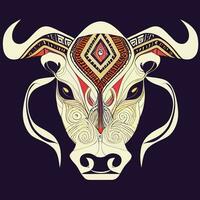 gráfico vectorial de ilustración de vaca en estilo étnico tribal bueno para logotipo, icono, mascota, imprimir o personalizar su diseño vector