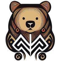 vector de ilustración de oso pardo aislado en blanco con estilo tribal bueno para logotipo o personalizar su diseño