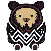 illustration vector of cute bear isolated on white with tribal style good for logo or customize your design