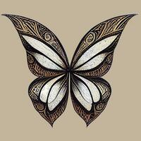 ilustración vectorial gráfico de mariposa marrón dibujado a mano elegantes elementos de diseño decorativo tribales para tatuajes o impresiones carteles arte de pared calcomanías de vinilo, vector