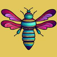 vector de ilustración de abeja colorida, avispa, avispón aislado bueno para logotipo, icono, mascota, imprimir o personalizar su diseño