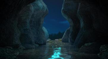 3d rendering of Magic cave with water,Abstract background. photo
