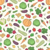 Fresh vegetables seamless pattern. Cartoon style. vector