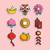 Chinese New Year Sticker Set vector