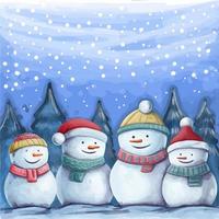 Snowman Watercolor Background vector