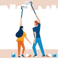 Couple Painting Wall vector