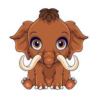 Cute baby mammoth cartoon isolated on a white background vector