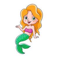 Cute mermaid cartoon isolated on a white background vector