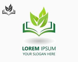 leaf book logo. education logo design vector