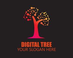 Printdigital tree logo design template. technology illustration vector