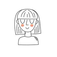 Portrait of a young girl with short hair vector