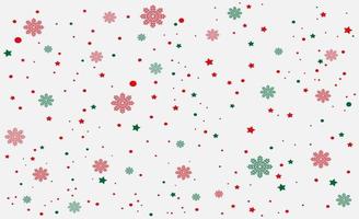 Snow white background. Christmas snowy winter design. Red green falling snowflakes, abstract landscape. Cold weather effect. Magical fantasy nature snow texture decoration. Vector illustration