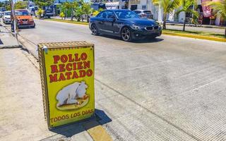 Playa del Carmen Quintana Roo Mexico 2022 Typical street road and cityscape of Playa del Carmen Mexico. photo