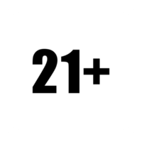 Sign of Adult Only Icon Symbol for Eighteen Plus 18 plus and Twenty One Plus 21 plus Age on White Frame. Format PNG