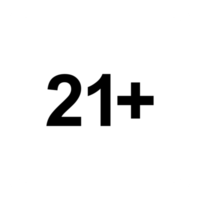 teken van volwassen enkel en alleen icoon symbool voor achttien plus 18 plus en twintig een plus 21 plus leeftijd Aan wit kader. formaat PNG