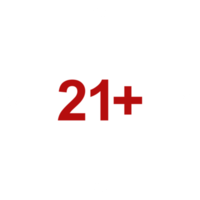 Sign of Adult Only Icon Symbol for Eighteen Plus 18 plus and Twenty One Plus 21 plus Age on White Frame. Format PNG