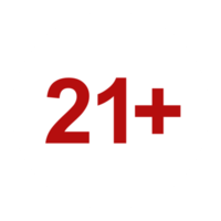 Sign of Adult Only Icon Symbol for Eighteen Plus 18 plus and Twenty One Plus 21 plus Age on White Frame. Format PNG