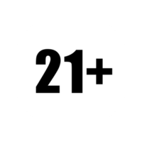 Sign of Adult Only Icon Symbol for Eighteen Plus 18 plus and Twenty One Plus 21 plus Age on White Frame. Format PNG