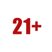 Sign of Adult Only Icon Symbol for Eighteen Plus 18 plus and Twenty One Plus 21 plus Age on White Frame. Format PNG