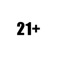tecken av vuxen endast ikon symbol för arton plus 18 plus och tjugo ett plus 21 plus ålder på vit ram. formatera png