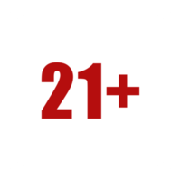 Zeichen des Symbols nur für Erwachsene für achtzehn plus 18 plus und einundzwanzig plus 21 plus Alter auf weißem Rahmen. PNG-Format png