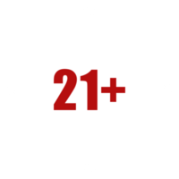 Zeichen des Symbols nur für Erwachsene für achtzehn plus 18 plus und einundzwanzig plus 21 plus Alter auf weißem Rahmen. PNG-Format png