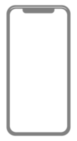 Front View of the Smartphone Silhouette for mockup with blank screen. Format PNG