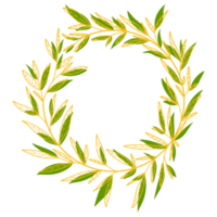 cadre de cercle d'or avec des feuilles png