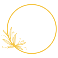moldura de círculo dourado com folhas png