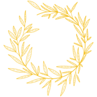 feuilles de cadre de cercle d'or png