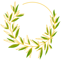 cadre de cercle d'or avec des feuilles png